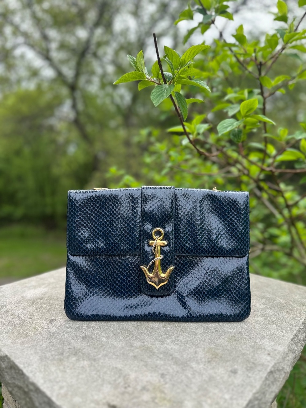 Navy Blue Handbag, Vintage Koret Nautical Shoulder Bag/Clutch